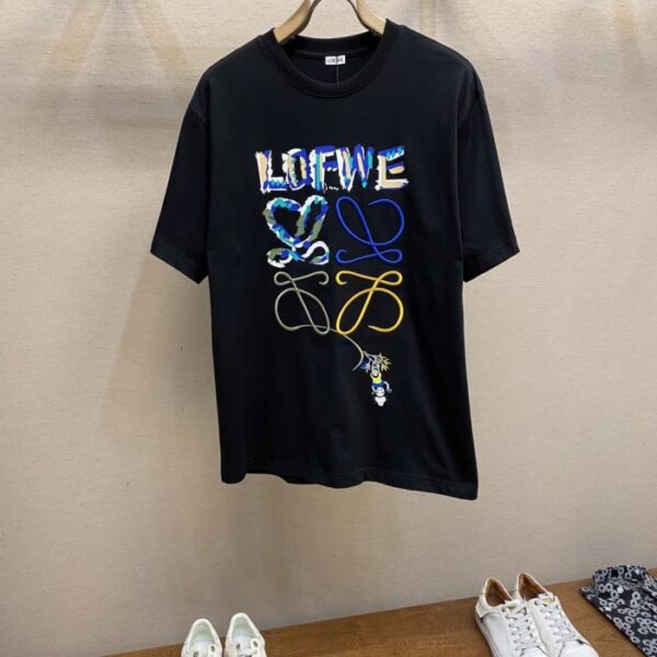 designer,replica,clothing,fake,1:1,lv,luxury,high quality Loewe New Customized Pure Cotton Stretch Cotton Fabric Short Sleeve T-shirt (QFNKW)