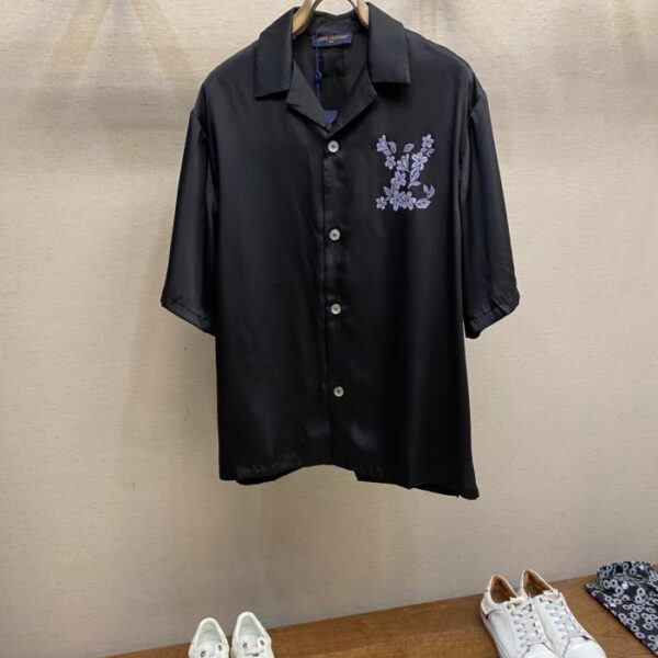 designer,replica,clothing,fake,1:1,lv,luxury,high quality LV new short-sleeved shirt with floral pattern on chest (I45GT)