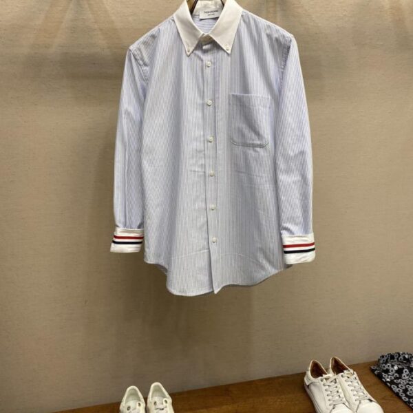 designer,replica,clothing,fake,1:1,lv,luxury,high quality TB Classic All-match Cotton Oxford Yarn-dyed Stripe Shirt (1SXGM)