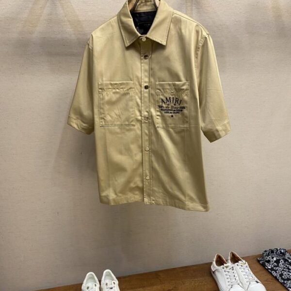 designer,replica,clothing,fake,1:1,lv,luxury,high quality Amiri24ss Summer New Micro Logo Embroidered Shirt Jacket Unisex (PFGNE)