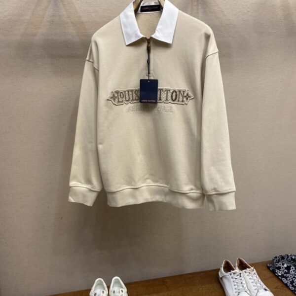 designer,replica,clothing,fake,1:1,lv,luxury,high quality LV Early Fall Collection Knitted Cotton Lapel Zippered Patch Embroidered Long Sleeve Sweatshirt (6PPEL)
