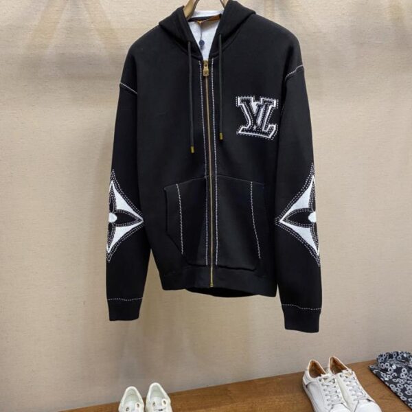 designer,replica,clothing,fake,1:1,lv,luxury,high quality LV knitted intarsia zipper cardigan (ALSA8)