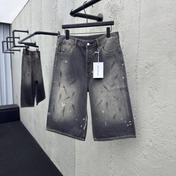 designer,replica,clothing,fake,1:1,lv,luxury,high quality Acne Studios ink-splashed denim cropped trousers (GNO8G)