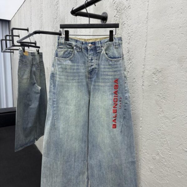 designer,replica,clothing,fake,1:1,lv,luxury,high quality Balenciaga jeans embroidered denim pants (BA40P)
