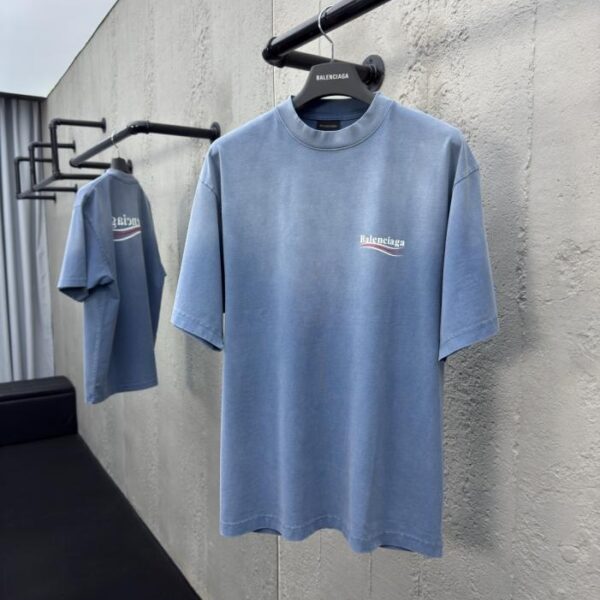 designer,replica,clothing,fake,1:1,lv,luxury,high quality Balenciaga washed cola wave letter print short sleeves (WFVIL)