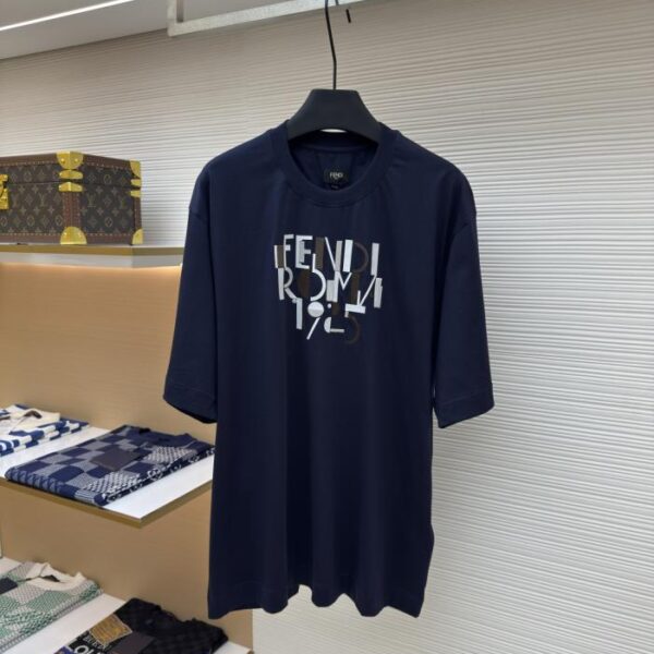 designer,replica,clothing,fake,1:1,lv,luxury,high quality FENDI letter print embroidered short sleeves (U1ZL9)