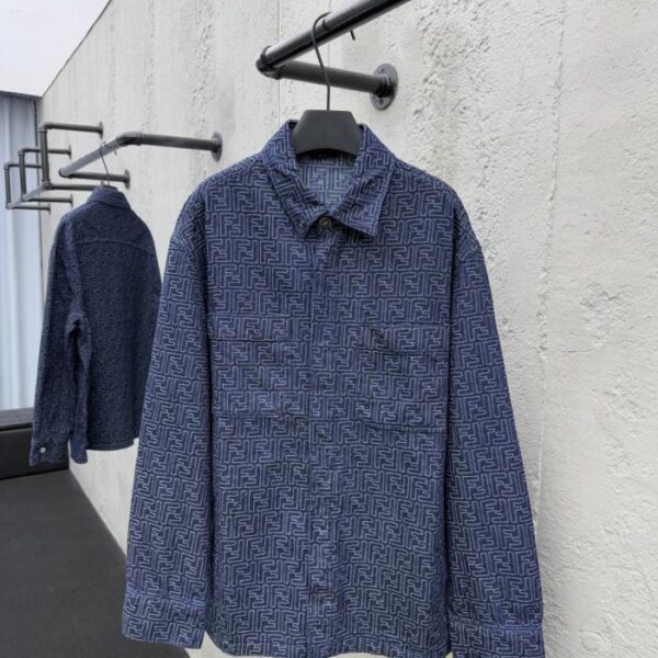 designer,replica,clothing,fake,1:1,lv,luxury,high quality Fendi FF jacquard denim jacket (IE1SZ)