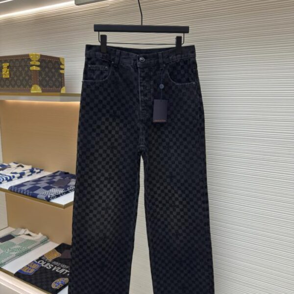 designer,replica,clothing,fake,1:1,lv,luxury,high quality LOUIS VUITTON SS25 Plaid Gradient Flock Jeans (0MRR1)