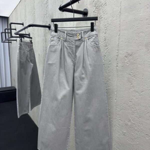 designer,replica,clothing,fake,1:1,lv,luxury,high quality LOUIS VUITTON Washed and Burnished Wide-Leg Jeans ●Fabric: Denim (QZ90H)