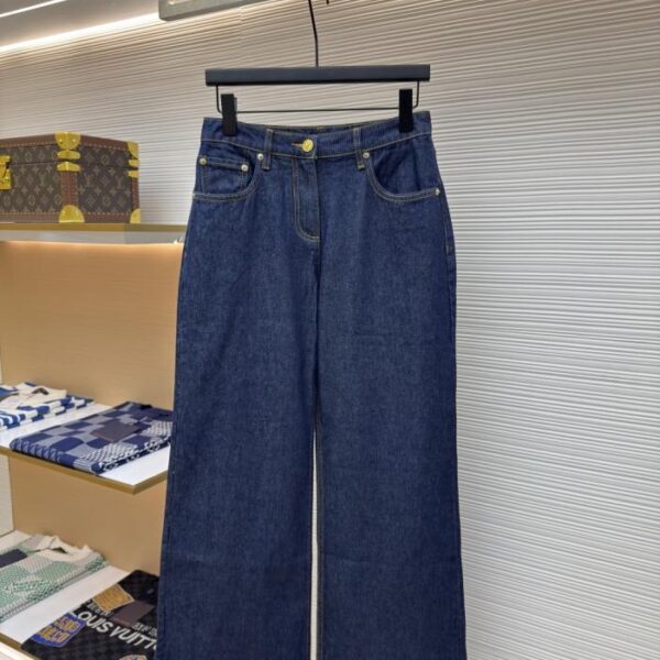 designer,replica,clothing,fake,1:1,lv,luxury,high quality LOUIS VUITTON dark blue logo cuffed denim trousers (76J1J)
