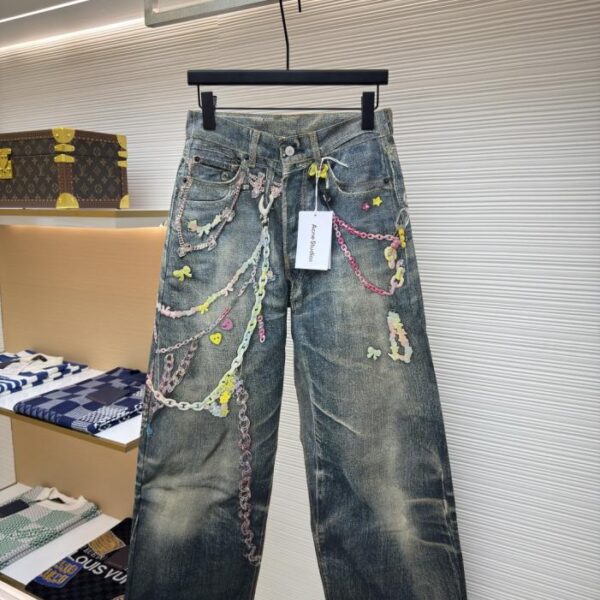designer,replica,clothing,fake,1:1,lv,luxury,high quality Acne Studios chain 3D print straight jeans (7X2C8)