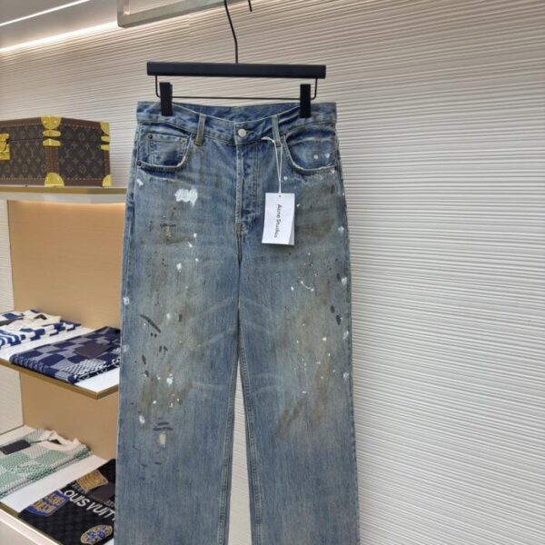 designer,replica,clothing,fake,1:1,lv,luxury,high quality Acne Studios ink-splashed straight jeans (E9QH2)