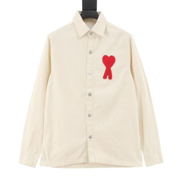designer,replica,clothing,fake,1:1,lv,luxury,high quality AMI PARIS 25 Autumn/Winter New Arrival Woven Heart Embroidery Long Sleeve Denim Loose Casual Lapel Jacket (5B38)