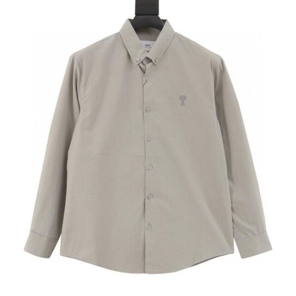 designer,replica,clothing,fake,1:1,lv,luxury,high quality AMI Paris Autumn and Winter Small Heart Embroidery Casual Cotton Solid Color Long Sleeve Shirt (7664)