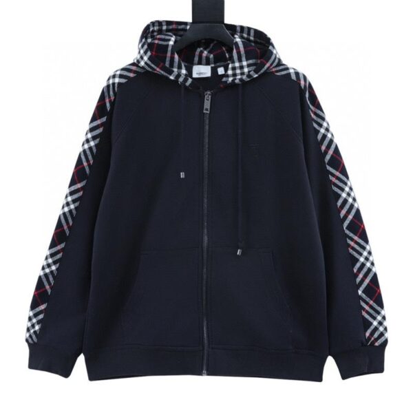 designer,replica,clothing,fake,1:1,lv,luxury,high quality Burberry Embroidered TB Check Zipper Sweatshirt Jacket (7593)