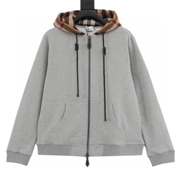 designer,replica,clothing,fake,1:1,lv,luxury,high quality Burberry Plaid Splicing Zip Hooded Jacket (C441)