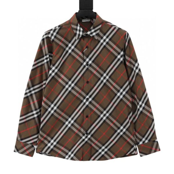 designer,replica,clothing,fake,1:1,lv,luxury,high quality Burberry Check Cotton Long Sleeve Shirt (B0F6)