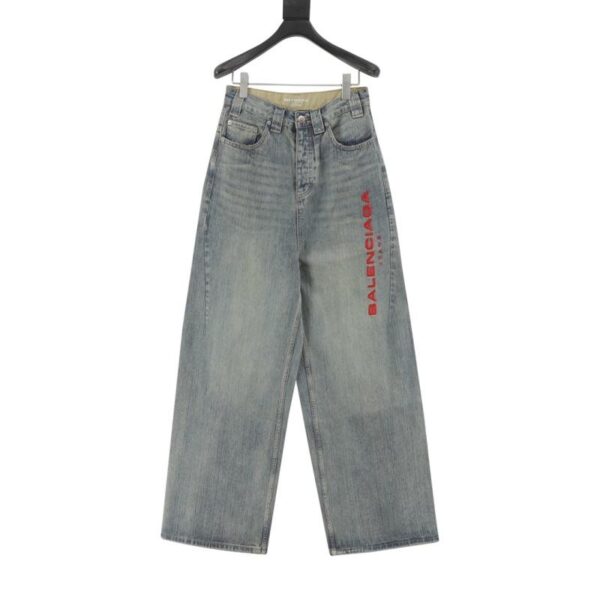 designer,replica,clothing,fake,1:1,lv,luxury,high quality Balenciaga Side Letter Embroidered Denim Pants (FF2C)