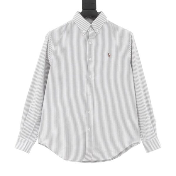 designer,replica,clothing,fake,1:1,lv,luxury,high quality Polo Ralph Lauren R42 Oxford Stripe Logo Embroidery Button-Down Lapel Long-Sleeved Casual Shirt (B24D)