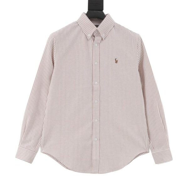 designer,replica,clothing,fake,1:1,lv,luxury,high quality Polo Ralph Lauren R42 Oxford Stripe Logo Embroidery Button-Down Lapel Long-Sleeved Casual Shirt (ECEF)
