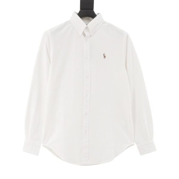 designer,replica,clothing,fake,1:1,lv,luxury,high quality Ralph Lauren R61 Oxford-woven colorful horse logo embroidered button-down lapel classic long-sleeved casual shirt (C563)
