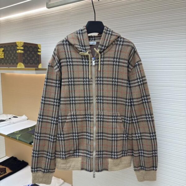 designer,replica,clothing,fake,1:1,lv,luxury,high quality BURBERRY cotton blend plaid zipper cardigan (LQY2N)