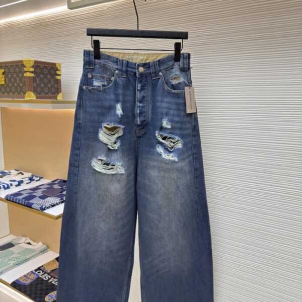 designer,replica,clothing,fake,1:1,lv,luxury,high quality Balenciaga Destroyed Denim Wide-Leg Pants (GRXPV)