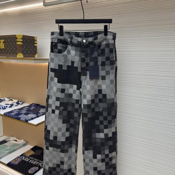 designer,replica,clothing,fake,1:1,lv,luxury,high quality LOUIS VUITTON Checkerboard Mosaic Denim Pants (YXK4M)