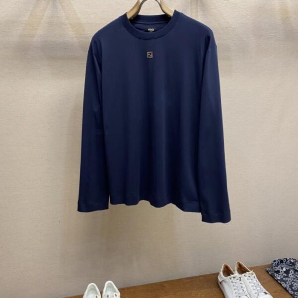 designer,replica,clothing,fake,1:1,lv,luxury,high quality Fendi metal F logo round neck long sleeve