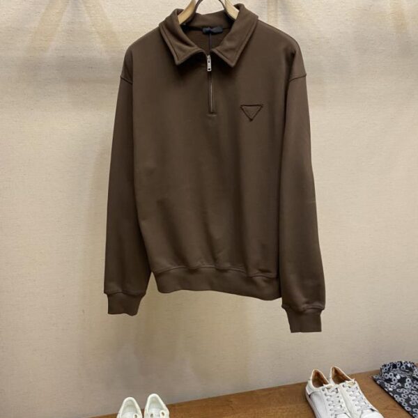 designer,replica,clothing,fake,1:1,lv,luxury,high quality Prada fabric triangle lapel knitted sweatshirt