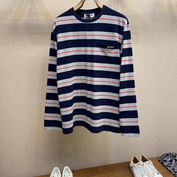 designer,replica,clothing,fake,1:1,lv,luxury,high quality Miu Miu New Cotton Striped Long Sleeve T-Shirt