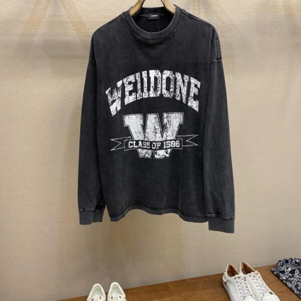 designer,replica,clothing,fake,1:1,lv,luxury,high quality WE11 DONE Autumn new pure cotton washed distressed soft long-sleeved T-shirt loose version