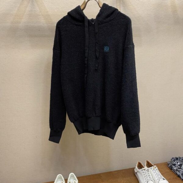 designer,replica,clothing,fake,1:1,lv,luxury,high quality Loewe embroidered small logo wool loop-knit hoodie