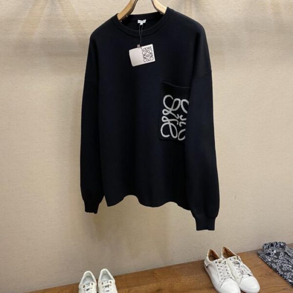 designer,replica,clothing,fake,1:1,lv,luxury,high quality Loewe Loewe Autumn Winter New Jacquard Pocket Pullover Round Neck Knitted Sweater