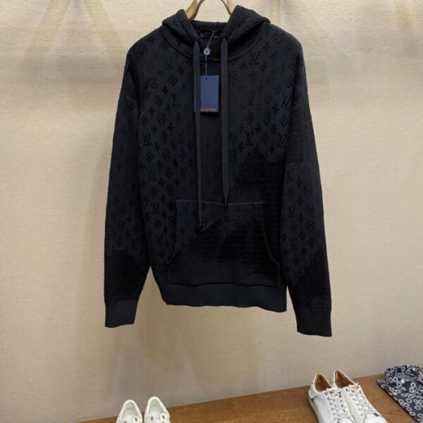 designer,replica,clothing,fake,1:1,lv,luxury,high quality LV jacquard hooded long-sleeved sweatshirt