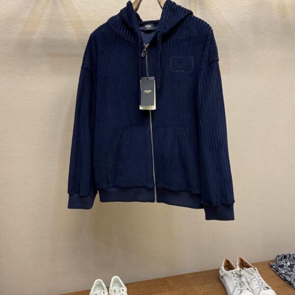 designer,replica,clothing,fake,1:1,lv,luxury,high quality FENDI embroidered blue suede sweatshirt