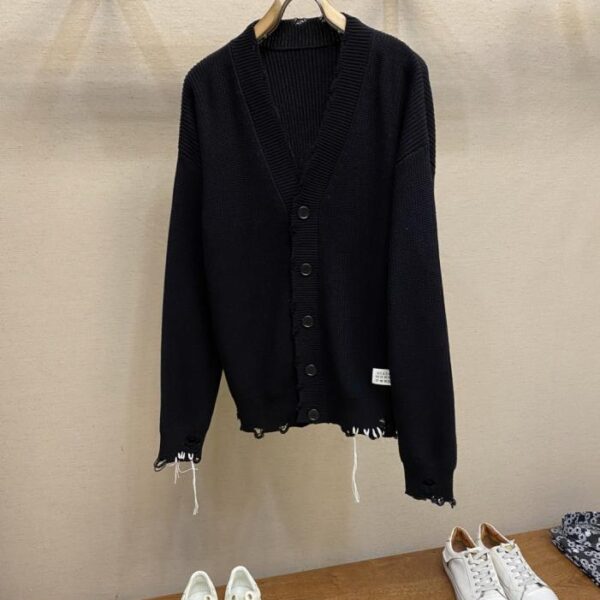 designer,replica,clothing,fake,1:1,lv,luxury,high quality Maison Margiela MM6 Autumn/Winter New Logo Raw Edge Cardigan Sweater