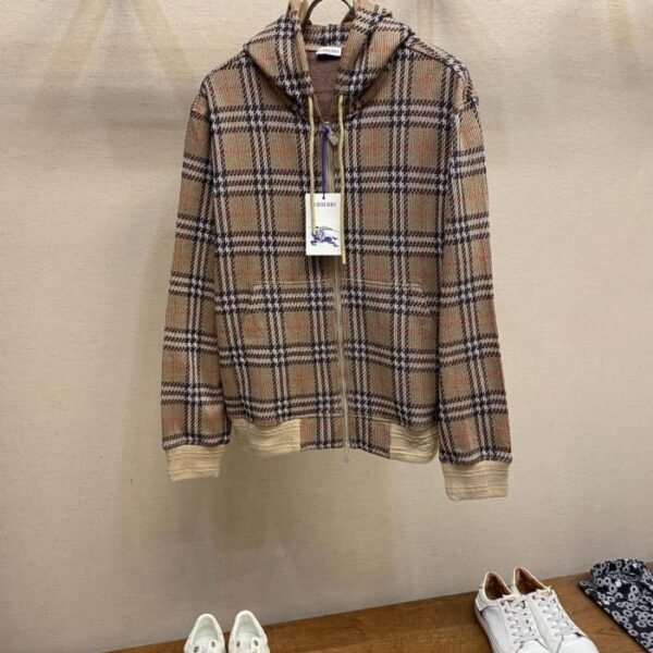 designer,replica,clothing,fake,1:1,lv,luxury,high quality Burberry cotton-blend checked zip-up cardigan
