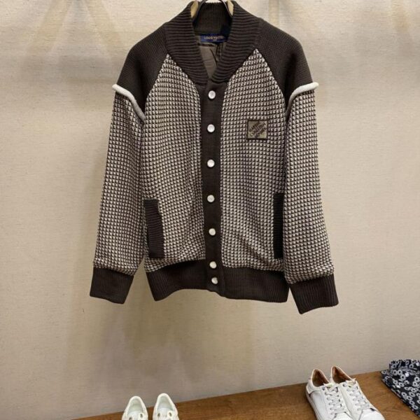 designer,replica,clothing,fake,1:1,lv,luxury,high quality LV jacquard 3D pilot plaid sweater