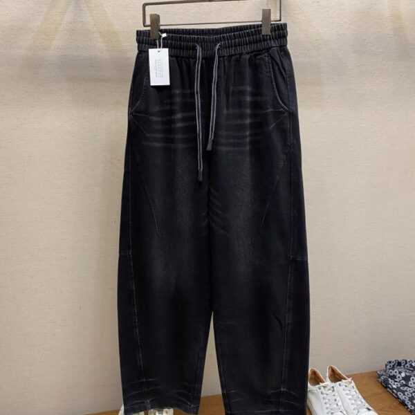 designer,replica,clothing,fake,1:1,lv,luxury,high quality MM6 washed edge black cow scimitar pants