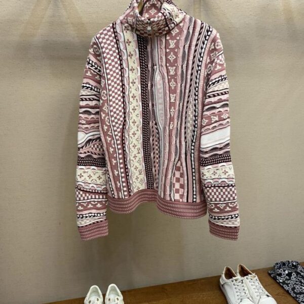 designer,replica,clothing,fake,1:1,lv,luxury,high quality LV Nigo Monogram jacquard heavy-duty half-zip stand-up collar sweater