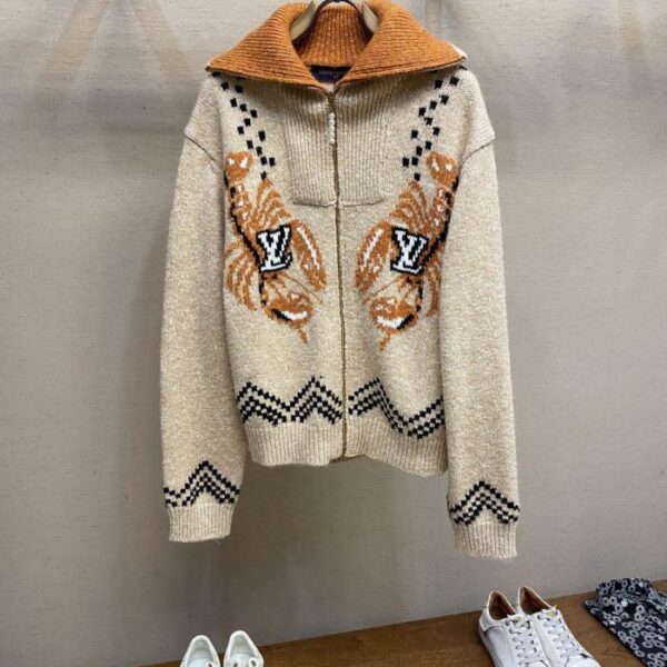 designer,replica,clothing,fake,1:1,lv,luxury,high quality LV Louis Vuitton Nigo collaboration lobster patchwork wool knit zipper jacket