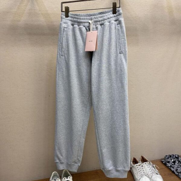 designer,replica,clothing,fake,1:1,lv,luxury,high quality MiuMiu heavyweight cotton logo lettering jogging pants/sweatpants