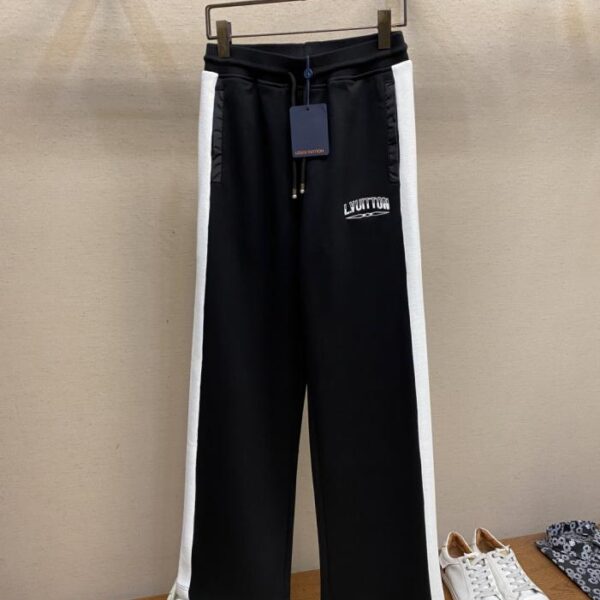 designer,replica,clothing,fake,1:1,lv,luxury,high quality LV high-tech fabric mixed stitching knitted long elastic drawstring casual pants
