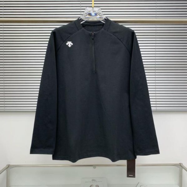 designer,replica,clothing,fake,1:1,lv,luxury,high quality Descente new 3D silicone embossed logo half-zip stand-up collar unisex casual sports long-sleeved T-shirt (1PAGC)