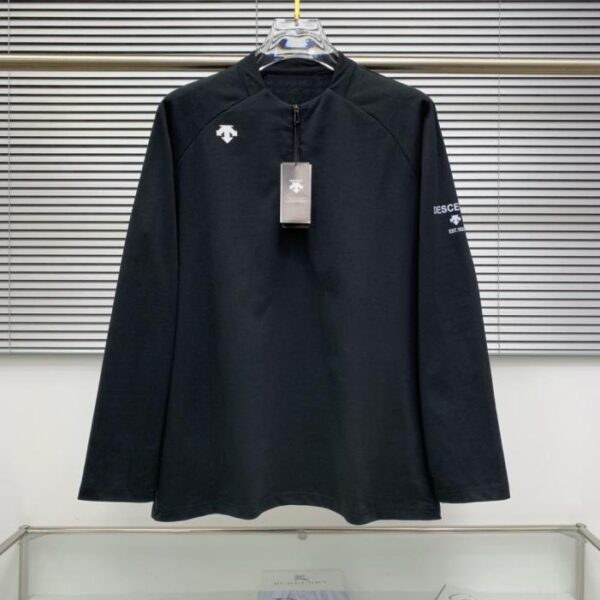designer,replica,clothing,fake,1:1,lv,luxury,high quality Descente new 3D silicone embossed logo half-zip stand-up collar unisex casual sports long-sleeved T-shirt (3T8YO)