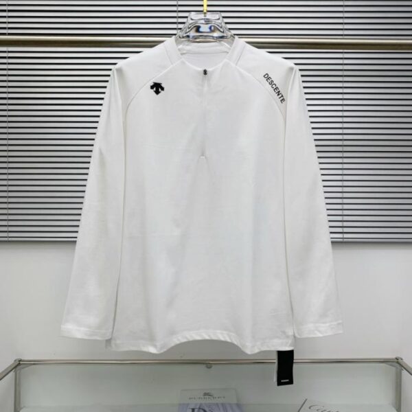 designer,replica,clothing,fake,1:1,lv,luxury,high quality Descente new 3D silicone embossed logo half-zip stand collar unisex casual sports long-sleeved T-shirt (5DCFB)
