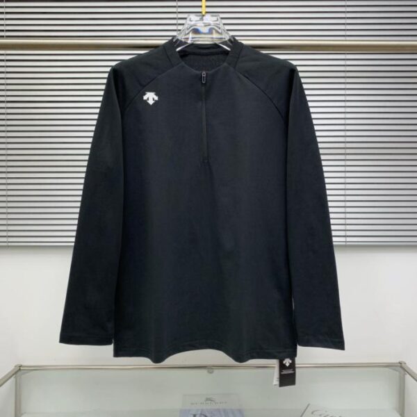 designer,replica,clothing,fake,1:1,lv,luxury,high quality Descente new 3D silicone embossed logo half-zip stand-up collar unisex casual sports long-sleeved T-shirt (OBL)