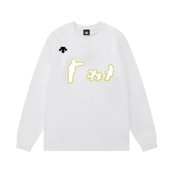 designer,replica,clothing,fake,1:1,lv,luxury,high quality DESCENTE new human-shaped printed 3D laminated arrow logo sports casual unisex long-sleeved T-shirt (O72DM)