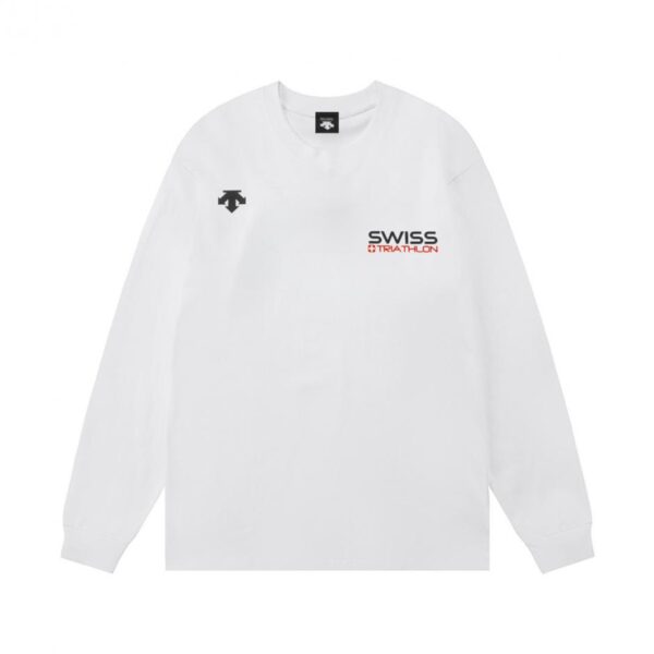 designer,replica,clothing,fake,1:1,lv,luxury,high quality DESCENTE new 3D laminated arrow logo sports casual unisex long-sleeved T-shirt (M3DHA)